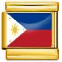 Philippines Flag on Gold Link Italian Charm
