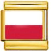 Poland Flag on Gold Link Italian Charm