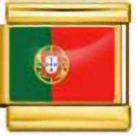 Portugal Flag on Gold Link Italian Charm