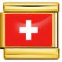 Swiss Flag on Gold Link Italian Charm