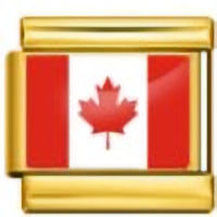 Canadian Flag on Gold Link Italian Charm