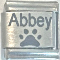 Custom Pet Name with Paw Laser Italian Charm