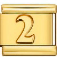 Number 2 Gold Italian Charm