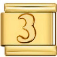 Number 3 Gold Italian Charm