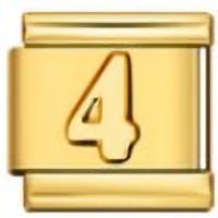 Number 4 Gold Italian Charm