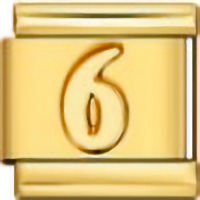 Number 6 Gold Italian Charm