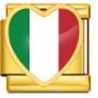 Italy Heart  Flag on Gold Link Italian Charm