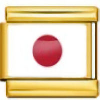 Japan Flag on Gold Link Italian Charm