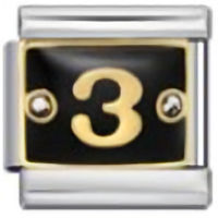 Number 3 on Black Italian Charm