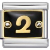 Number 2 on Black  Italian Charm