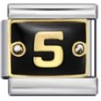 Number 5 on Black Italian Charm