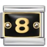 Number 8 on Black Italian Charm