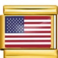 US Flag on Gold Link Italian Charm