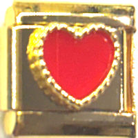 Raised Red Heart Gold Italian Charm