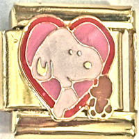 Snoopy & Woodstock in Pink Heart Gold Italian Charm