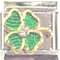 Clover with Stone Italian Charm