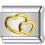 Double Hearts Gold Italian Charm