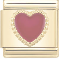 Raised Red Heart Gold Italian Charm