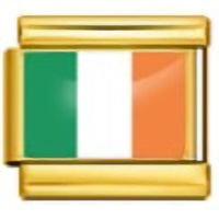 Irish Flag on Gold Link Italian Charm