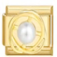Pearl Round Gold Italian Charm