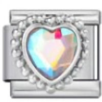 Aurora Borealis CZ Heart Italian Charm