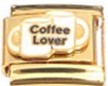 Coffee Lover Italian Charm on Gold Link