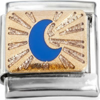 Blue Moon on Gold Italian Charm