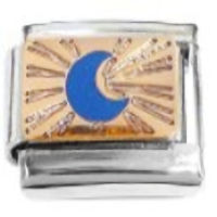Blue Moon on Gold Italian Charm