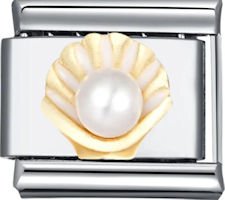 Gold Seashell with Pearl Italian Charm