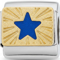 Blue Star on Gold Italian Charm