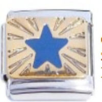 Blue Star on Gold Italian Charm