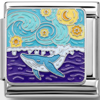 Whale Starry Night Scene Italian Charm