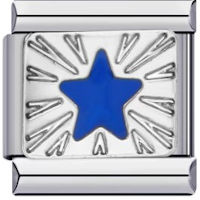 Blue Star on Silver Italian Charm