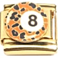 Leopard Spotted 8 Ball Gold Italian Charm