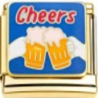 Cheers Italian Charm on Gold Link