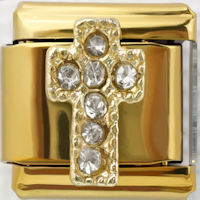 CZ Cross Gold Italian Charm 2