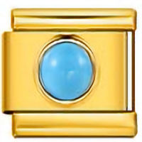 Turquoise Round Gold Italian Charm