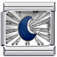 Blue Moon on Silver Italian Charm