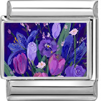 Purple Flowers Italian Charm