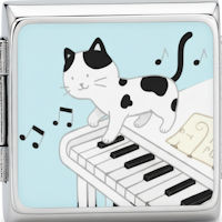 Cat Playing Piano Italian Charm