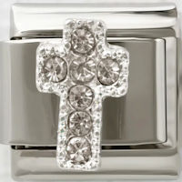 CZ Cross Silver Italian Charm 2