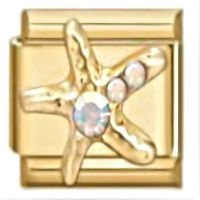 CZ Starfish Gold Italian Charm