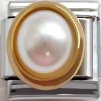 Pearl Round Stone Italian Charm