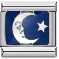 Moon and Star on Black Italian Charm