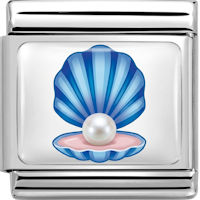 Seashell with Pearl Italian Charm