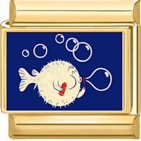 Puffer Fish Gold Italian Charm