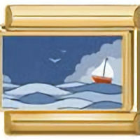 Ship at Sea Gold Italian Charm