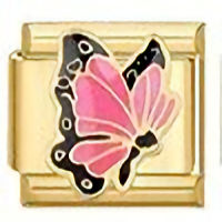 Pink Butterfly Gold Italian Charm