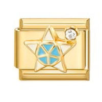 Jewish Star with CZ Stone Gold Italian Charm