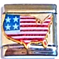 USA Flag Map Sparkly Italian Charm